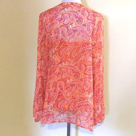 Kim Rogers Orange Coral Long Sleeve Buttoned Tunic with Camisole - Picture 2 of 10